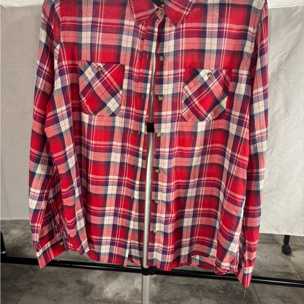 Mossimo Supply Co. Red and Blue Plaid Button Down Shirt